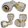 KOLANO KOLANKO PEX ALUPEX SKRĘCANE FI 32 mm x 32 mm RÓWNOPRZELOTOWE MOSIĄDZ